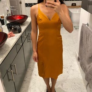 Yellow cami slip dress